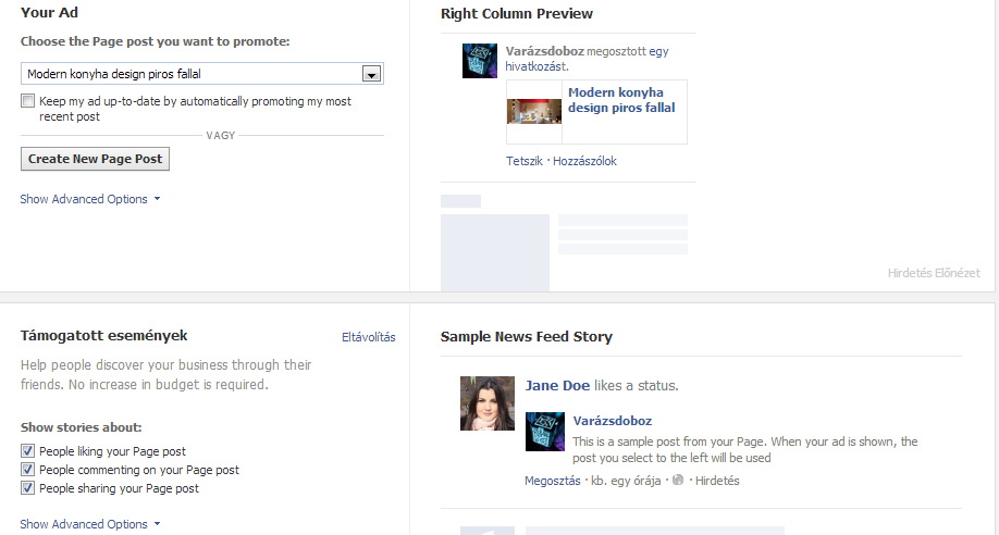 Szponzorált bejegyzés létrehozása a facebookon