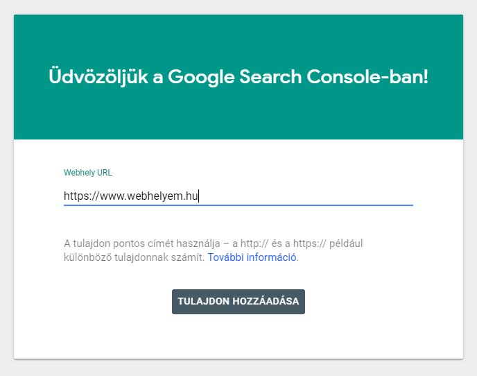 A Google Search Console beillesztés webhelyed alá A Google Search Console beillesztés webhelyed alá