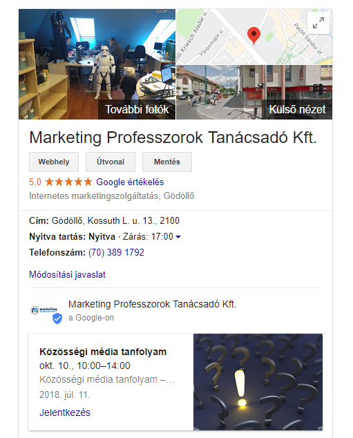 Google cégem optimalizálás